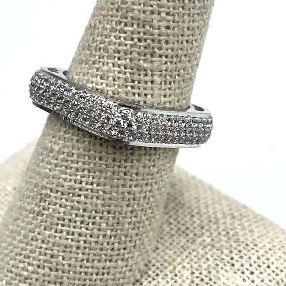 Sterling Silver Square Micro Pave Cubic Zirconia Eternity Band Ring 8.25 New - Picture 4 of 10